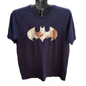 Under Armour Batman Shirt Men's M - Navy Loose Alter Ego Camo HeatGear Military
